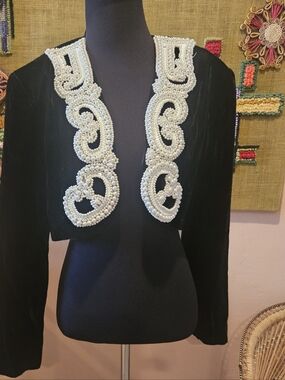 80s Velvet Formal Cropped "Bolero" Jacket By Scott McClintock